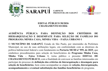 AUDIÊNCIA PÚBLICA PARA DEFINIÇÃO DOS CRITÉRIOS DE HIERARQUIZAÇÃO E DESEMPATE PARA SELEÇÃO DE FAMÍLIAS DO PROGRAMA MINHA CASA, MINHA VIDA – FAIXA URBANO 1 