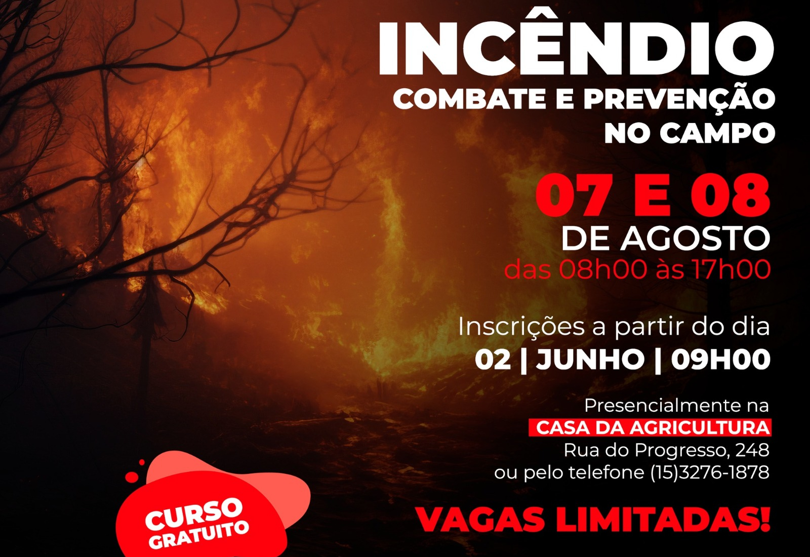 Curso gratuito de “Incêndio - Combate e prevenção no campo”