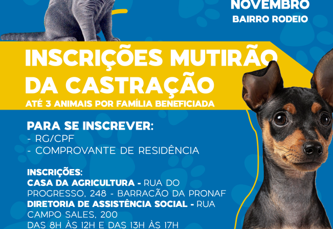 MUTIRÃO DA CASTRAÇÃO GRATUITA - RODEIO