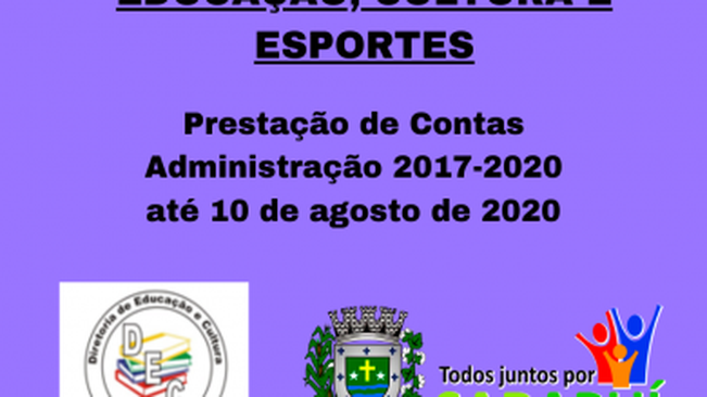 DIRETORIA MUNICIPAL DE EDUCAÇÃO, CULTURA E ESPORTES – Prestação de Contas 2017-2020